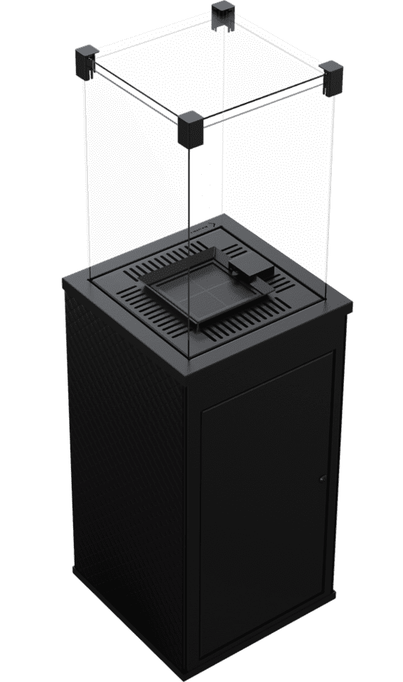 Газовый нагреватель Kratki PATIO/M/G31/37Mbar/CZ, черное стекло, с ручным управлением