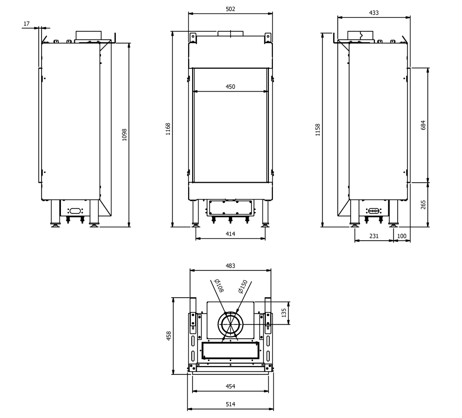 Газовая топка Kratki LEO/45/68/G31/37MBAR, балонный газ