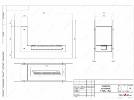 Биокамин напольный SteelHeat TETRISE 900 черный по цене 37 800 руб.